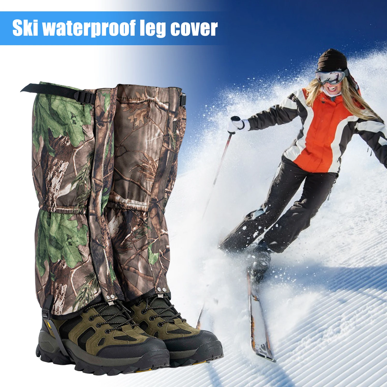 Snow Boot Gaiter Breathable Water-resistant Leg Gaiters Adjustable Snow Boot Guards for Hunting Climbing Trimming Brush