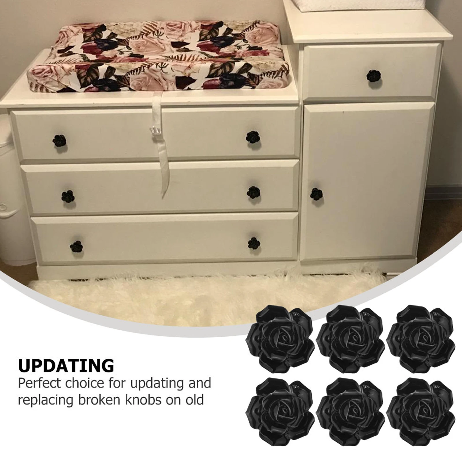 

8Pcs Rose Ceramic Drawer Knobs Elegant Cabinet Pull Handle for Furniture Bedroom Bathroom Kitchen Drawer Door Door Knobs