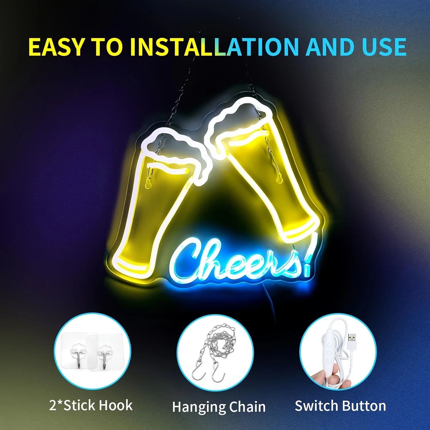 UponRay-señal de neón de Cheers, barra iluminada, tira de neón alimentada por Usb, señal Led para Home Bar Bistro restaurante hombre cueva fiesta
