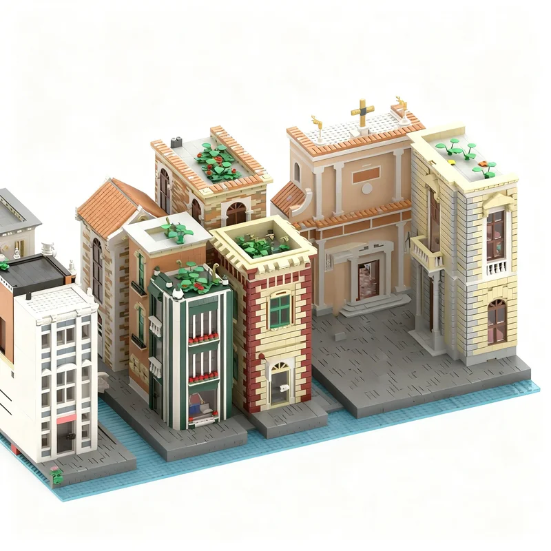 15644pcs MOC Creator Creator Expert Italian Town Part 1 Model Toys Building Blocks Architecture Christmas Gift Art Assemble 3D