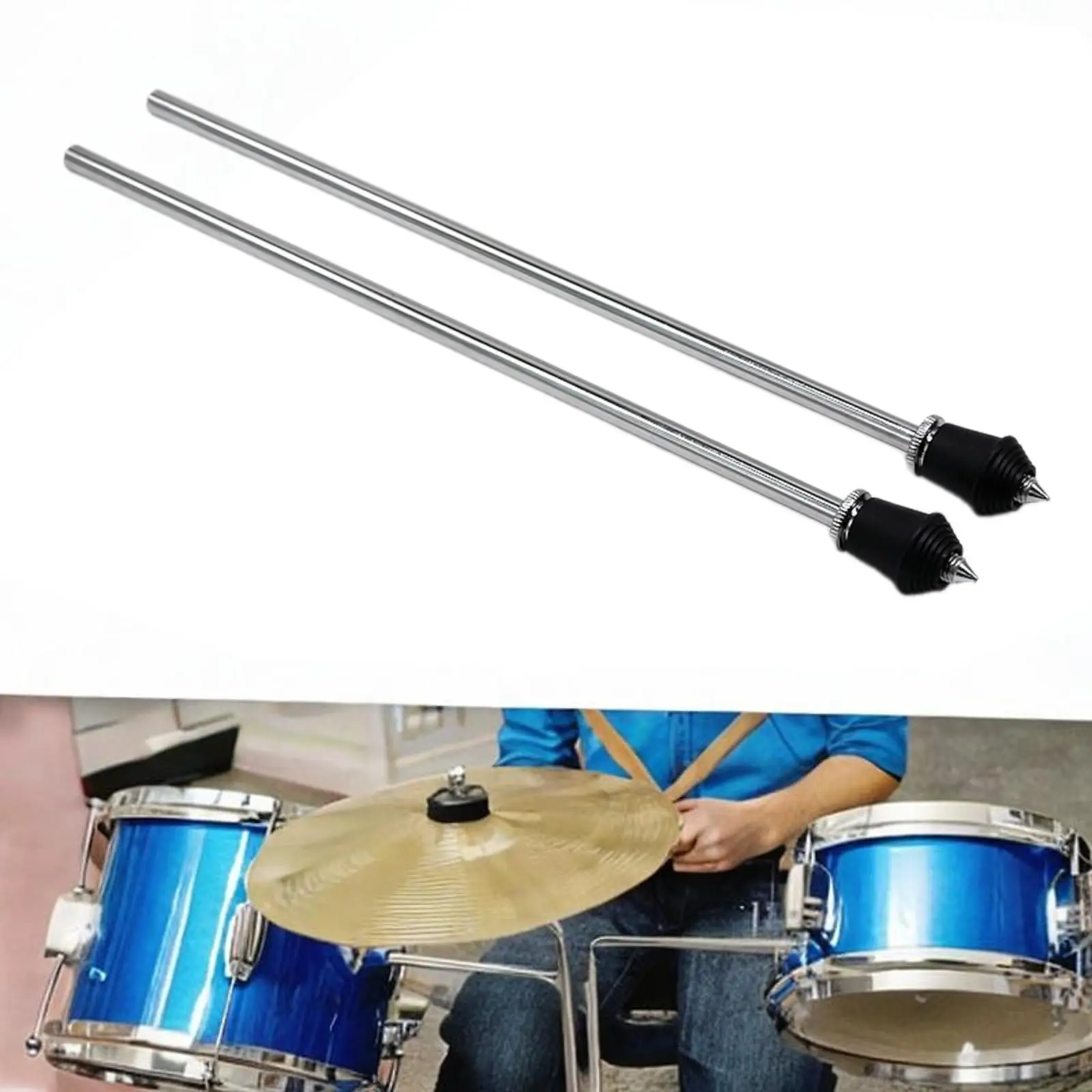 2Pcs Kick Drum Legs Drum Stand Feet Bass Drum Floor Rods Leg Clamp Holder Bass Drum Stand Legs for Drum Set Parts Accessories