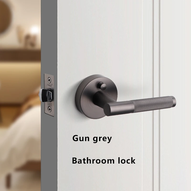 Amerikaans eenvoudig zwart badkamerslot badkamer interieur badkamer deurklink houten deurslot gekarteld privacyslot