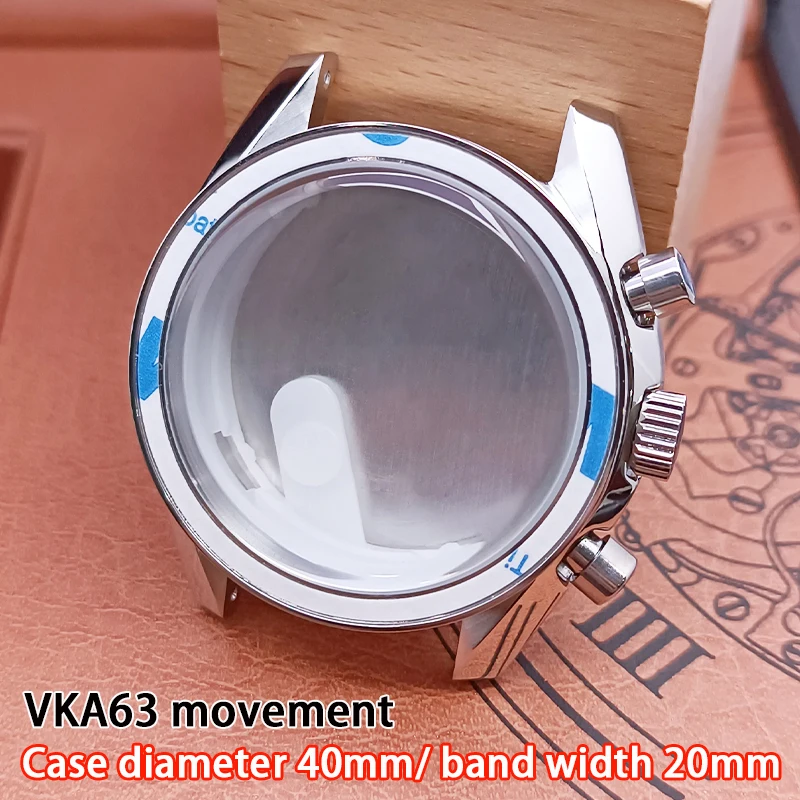 

40mm watch stainless steel case for VK63 movement 20 mm strap width watch replacement parts
