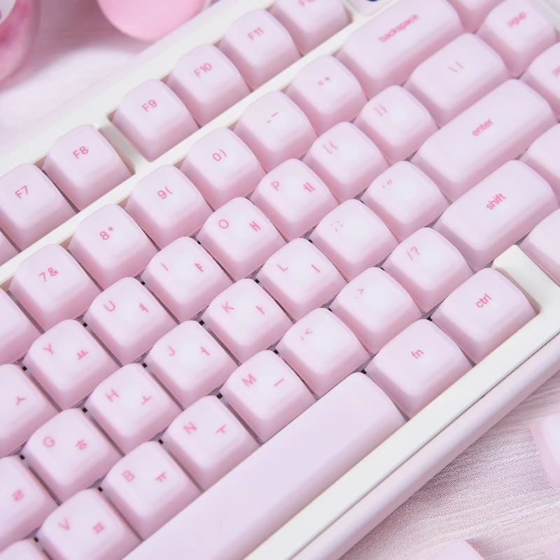 Korean Hangul Keycaps Silicone PC Cherry Profile Key Cap Cute 113 Keys Personalized Pink Cartoon Anime Point Key Cap for MX