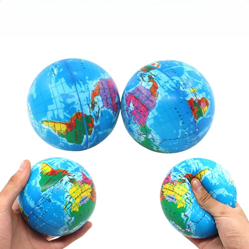 

10Cm color printing earth, simulation slow rebound ball decompression slow rebound pinch music toy super soft creative