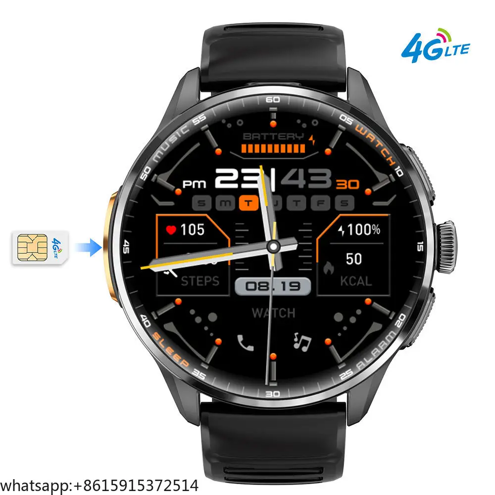 TCDSTAR H100 4G Sim Card Smart Watch 1.8Inch AMOLED 3+32GB Health Monitoring GPS Positioning NFC WIFI Android Smartwatch Men Wom