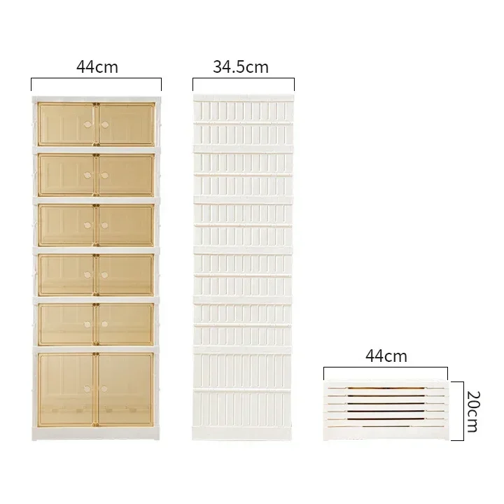 Foldable Shoe Racks Organizer for Closet Plastic Collapsible Shoes Storage Box Clear Stackable with Door Easy Assembly