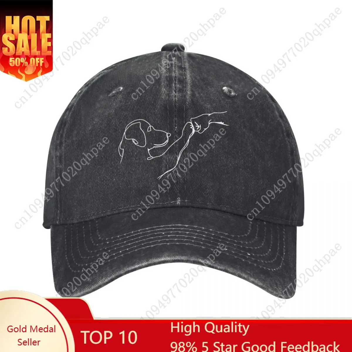 Casual Dog And People Punch Hand Baseball Cap Unisex Distressed Washed Snapback Hat Friendship Bump Dogs Paw Outdoor Soft Hats