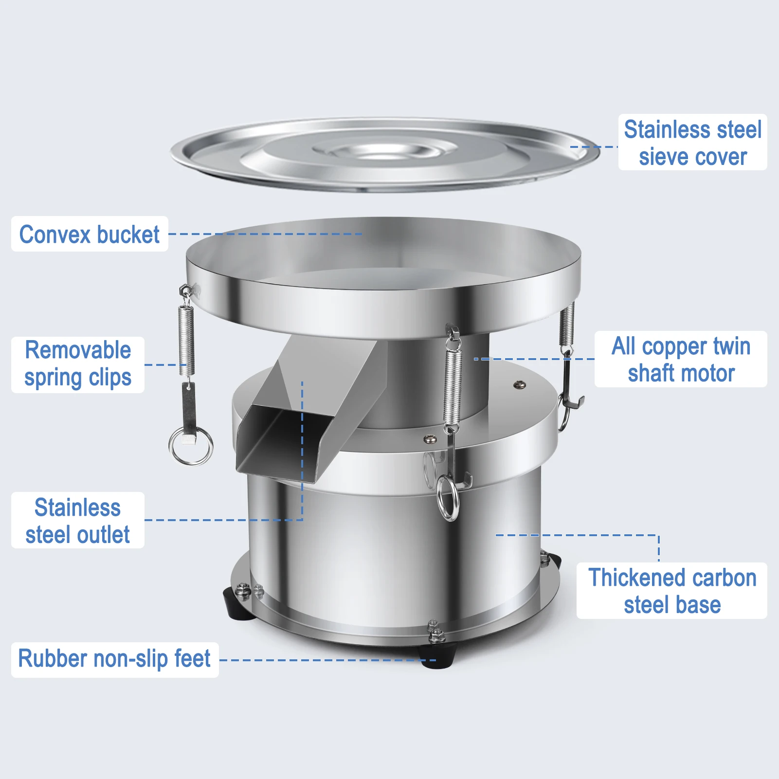 Electric Vibrating Sieve Powder Φ30cm Stainless Steel Screening Machine Powder Vibrating Sieving