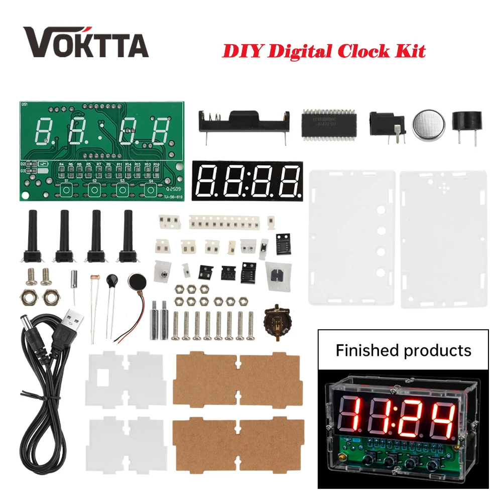DIY 4-Digit Digital Tube LED Electronic Clock DIY Welding Kit Microcontroller Welding Training Electronic Teaching