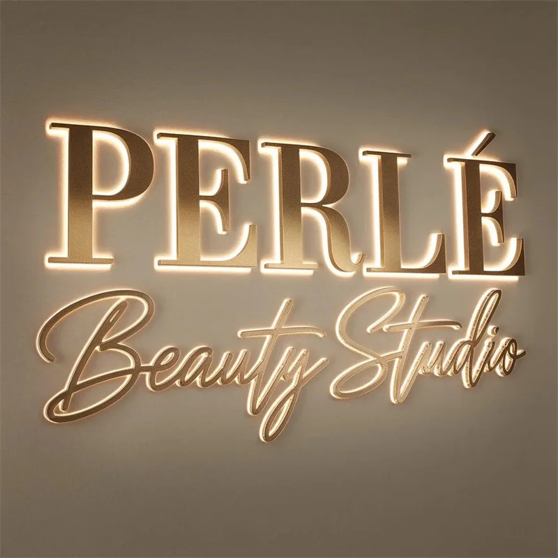 

Metal Sign, Reception Wall Logo Sign, Custom Backlit Business Sign, LED Sign, Light up Salon Sign, Illuminated Company Name Sign