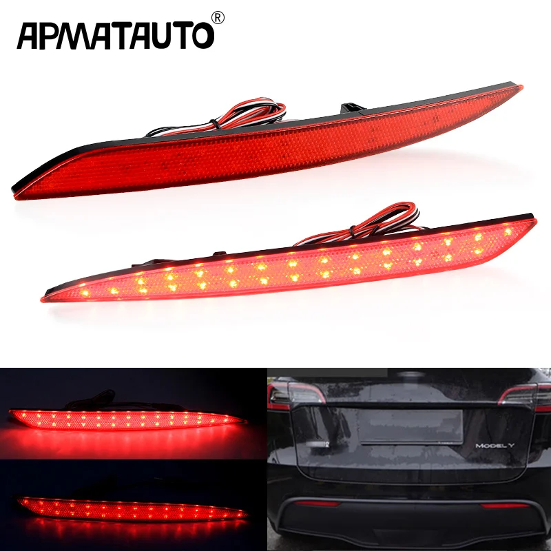 

2Pcs Rear Bumper Reflector Red Lens Car LED Tail Reflector Light Replacement for Tesla Model Y 2020-2023 Left Right 1495818 00 C