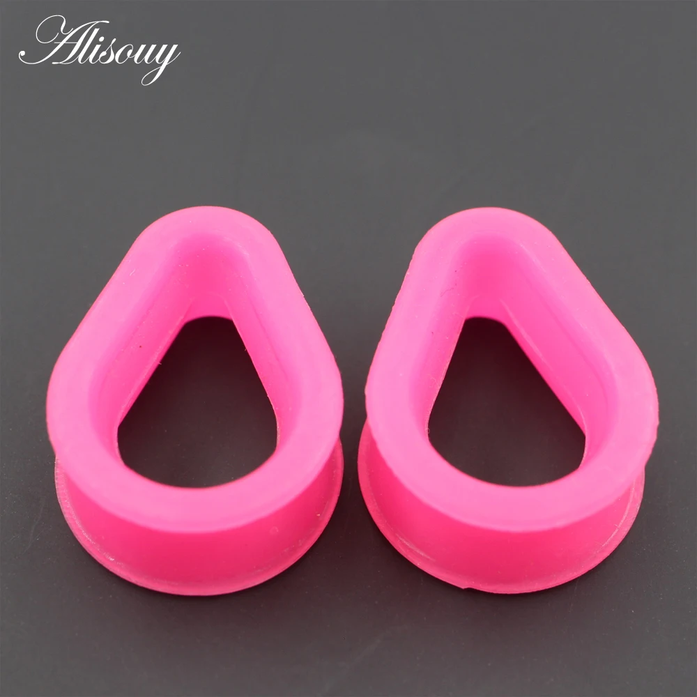 Alisouy 2PCS Silicone Flexible Tear Water Drop Flares Flesh Ear Plugs Tunnel Expander Stretcher Gauges Earrings Piercing Jewelry