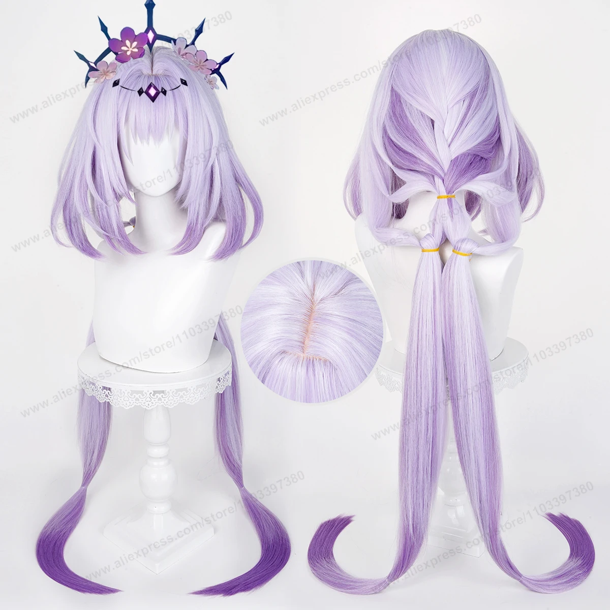 HSR Castorice Cosplay Wig Synthetic Hair 130cm Long Light Purple Gradient Mixed Women Wig Heat Resistant Wigs