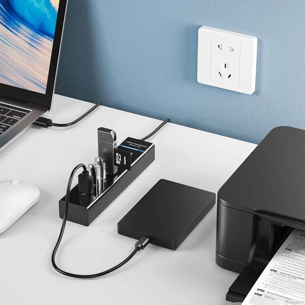 Concentrador de red USB 3,0 de 5Gbps, multipuerto de alta velocidad, 4 y 7 puertos, divisor para Lenovo, Xiaomi, Macbook Pro, PC, Accesorios para