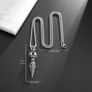 Retro Gothic Merah Zircon Buddha Vajra Liontin Kalung untuk Pria dan Wanita Pribadi Punk Fashion Amulet Perhiasan Hadiah 12 kalung vajra penjualan terbaik - №