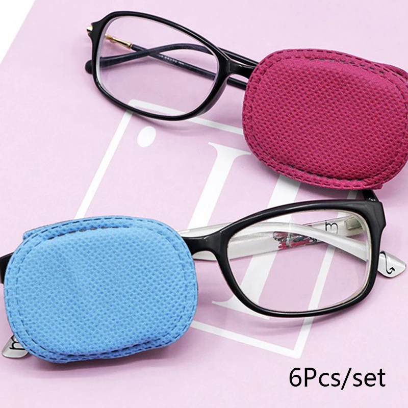 6Pcs Children Amblyopia Eye Patches For Treating Strabismus Glasses Therapy Kids Corrective Vision Glasses Case Reusable Soft