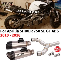 Full System Motorcycle Exhaust Escape Moto Double Muffler Slip On For Aprilia SHIVER 750 SL750 SHIVER750 GT 750GT 2010 - 2016