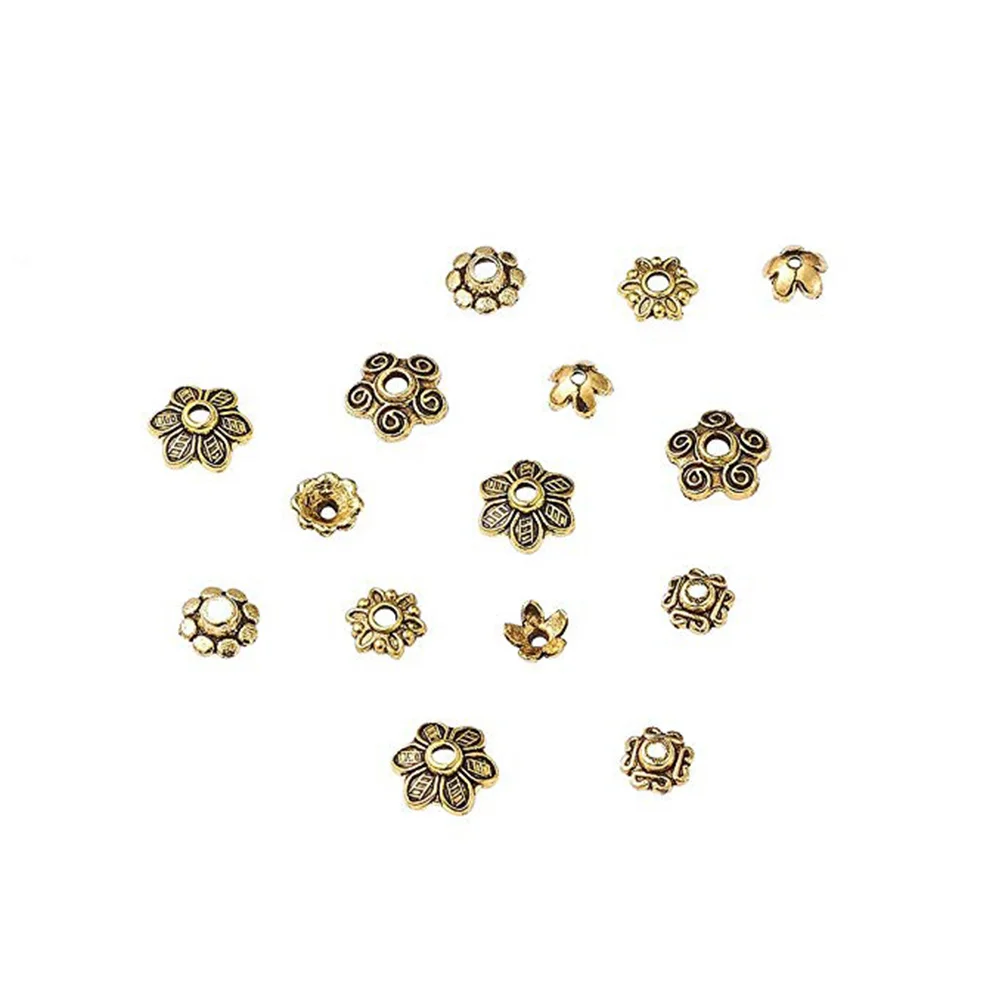 

180Pcs Golden Flower Bead Caps Metal DIY Jewelry Components for Handmade Necklace Bracelet Craft Ornament Supplies