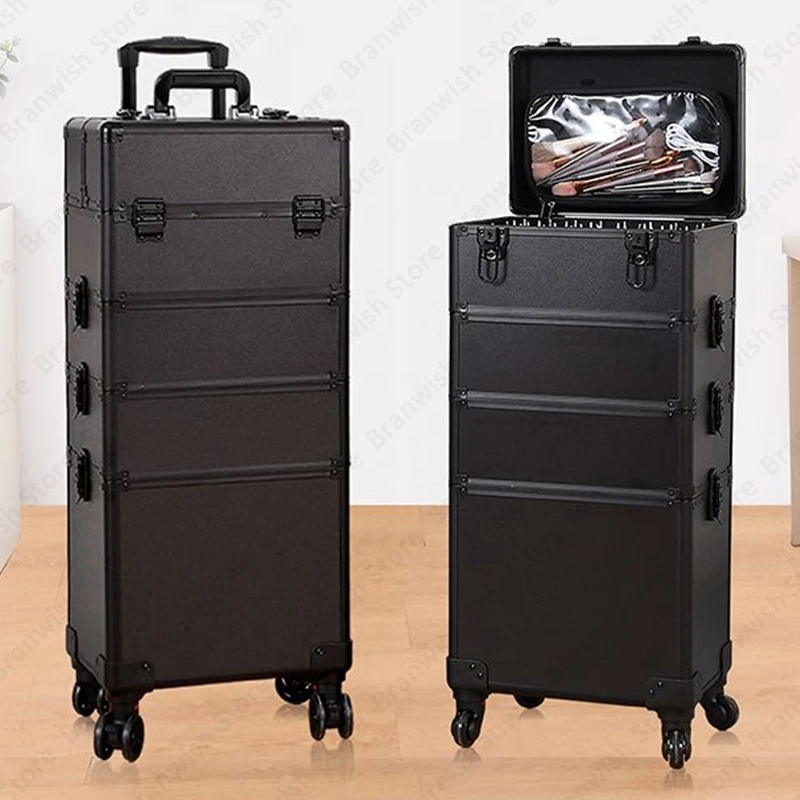 Professional Makeup Case Trolley Rolling Cosmetic Train Case Nail Manicure Makeup Organizer Makeup Carrier Travel Cosmetic Case