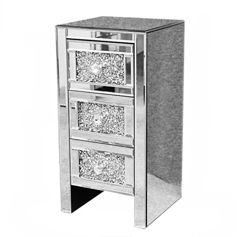 

Роскошная мебель для спальни с 3 выдвижными ящиками, современный прикроватный столик, зеркальная Ночная подставка