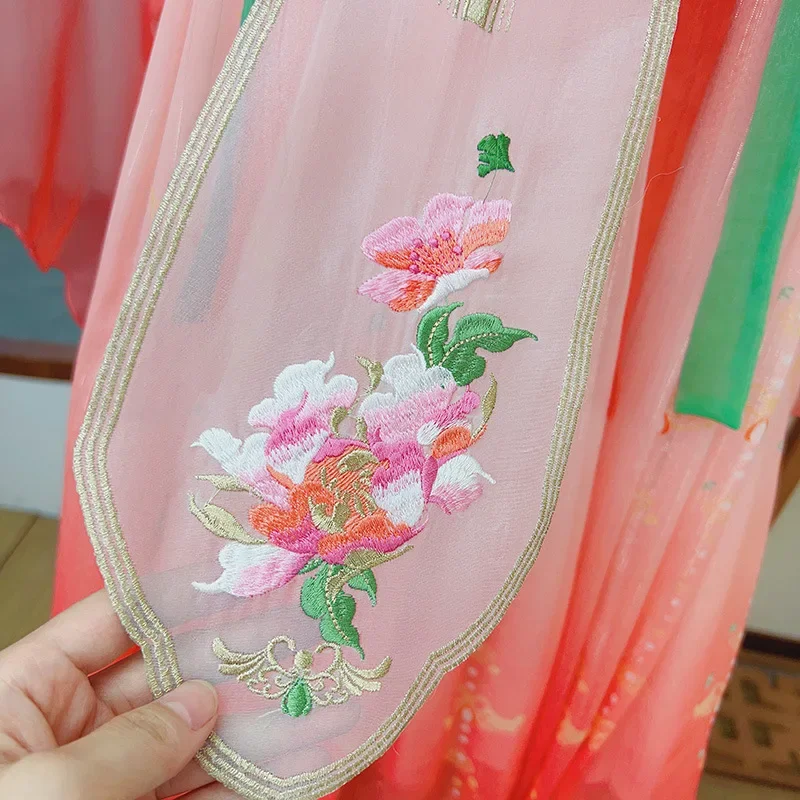 Aoshiya chinesische Kinder Stickerei Kleid Hanfu schöne Mädchen Langarm Kleider traditionellen Volks stil Tanz durchführen Kostüme cospl