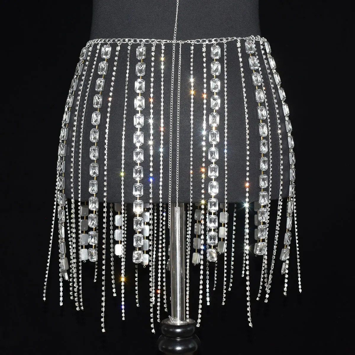 Festival Gifts Sexy Fashion Waist Chain For Lady Shiny Rhinestone Tassel Dress Body Jewelry Stage Performance Party Accessories