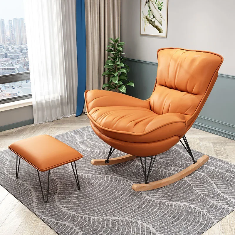 Rocking Lounge Chair Sofa Modern Leather Designer Chair Ergonomic Nordic Sillas Para Salon De Bellezs Korean House Furniture