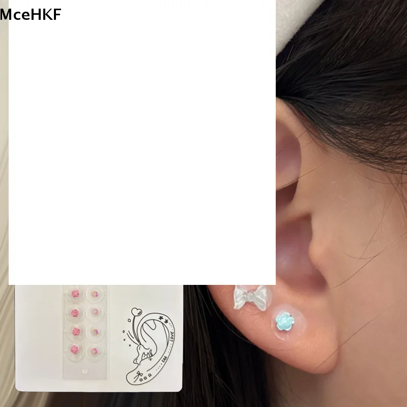 

10-пластые модные красочные розовые круглые стразы, наклейки для ушей, наклейки для ушей, акупунктурные аурикулярные наклейки для ушей, массаж