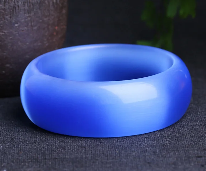 Genuine Bright Sky Blue Natural Cat Eye Bangle Fine Opal Gemstone Jewelry Lucky Gifts For Woman Drop Shipping