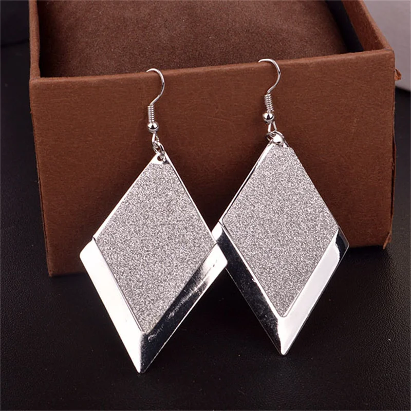 Fashion Creative Rhombus Frosted Geometric Earrings For Women With Exaggerated And Minimalist Accessories Party Gifts