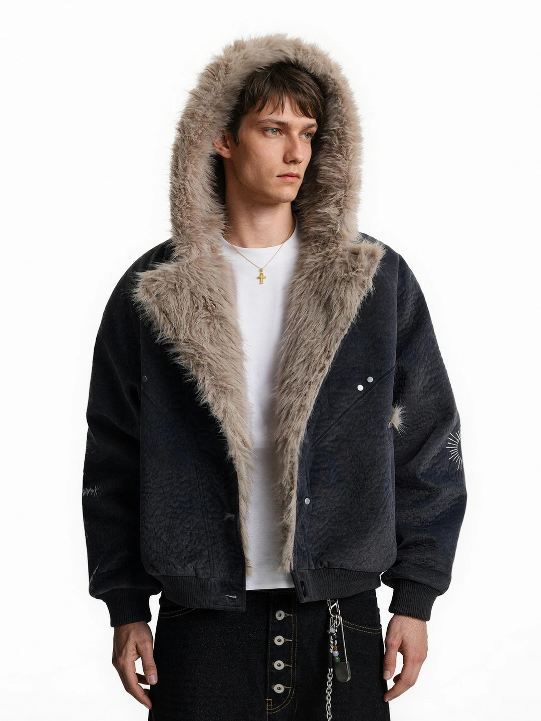 

Тяжелое или Jaet, хлопковое пальто из искусственного меха для мужчин и женщин, зимняя американская ретро-деконструированная хлопковая верхняя одежда с капюшоном