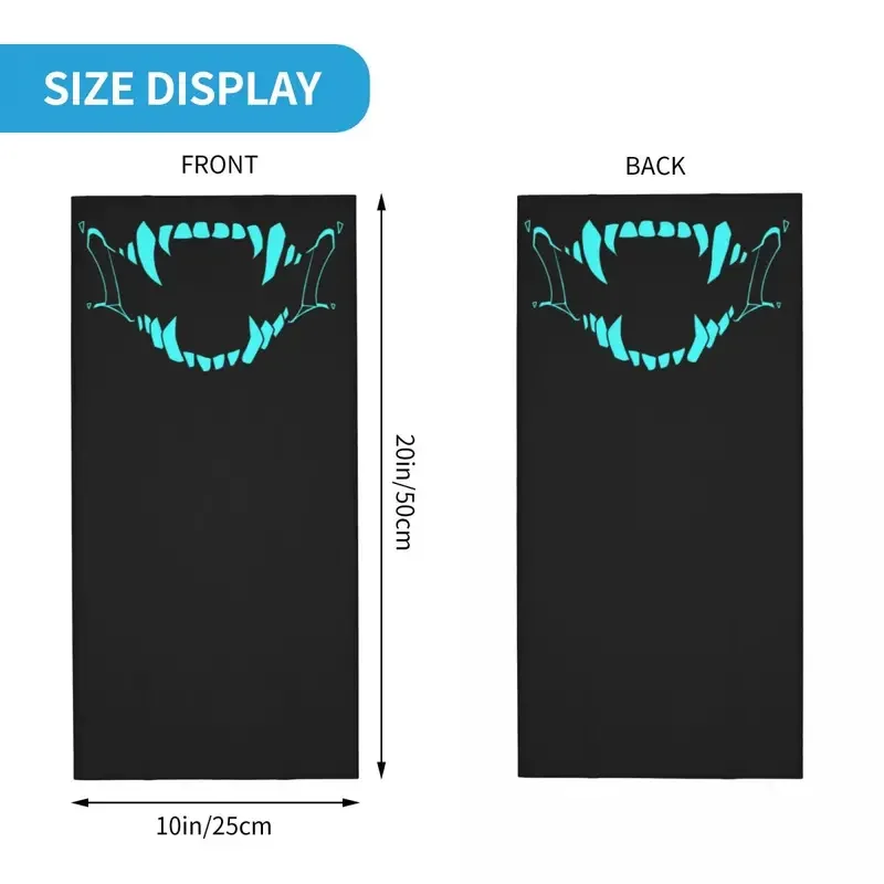 Neon Oni monster teeth bandana neck gaiter UV protection face scarf cover Japanese samurai demon Hannya headband tube balaclava