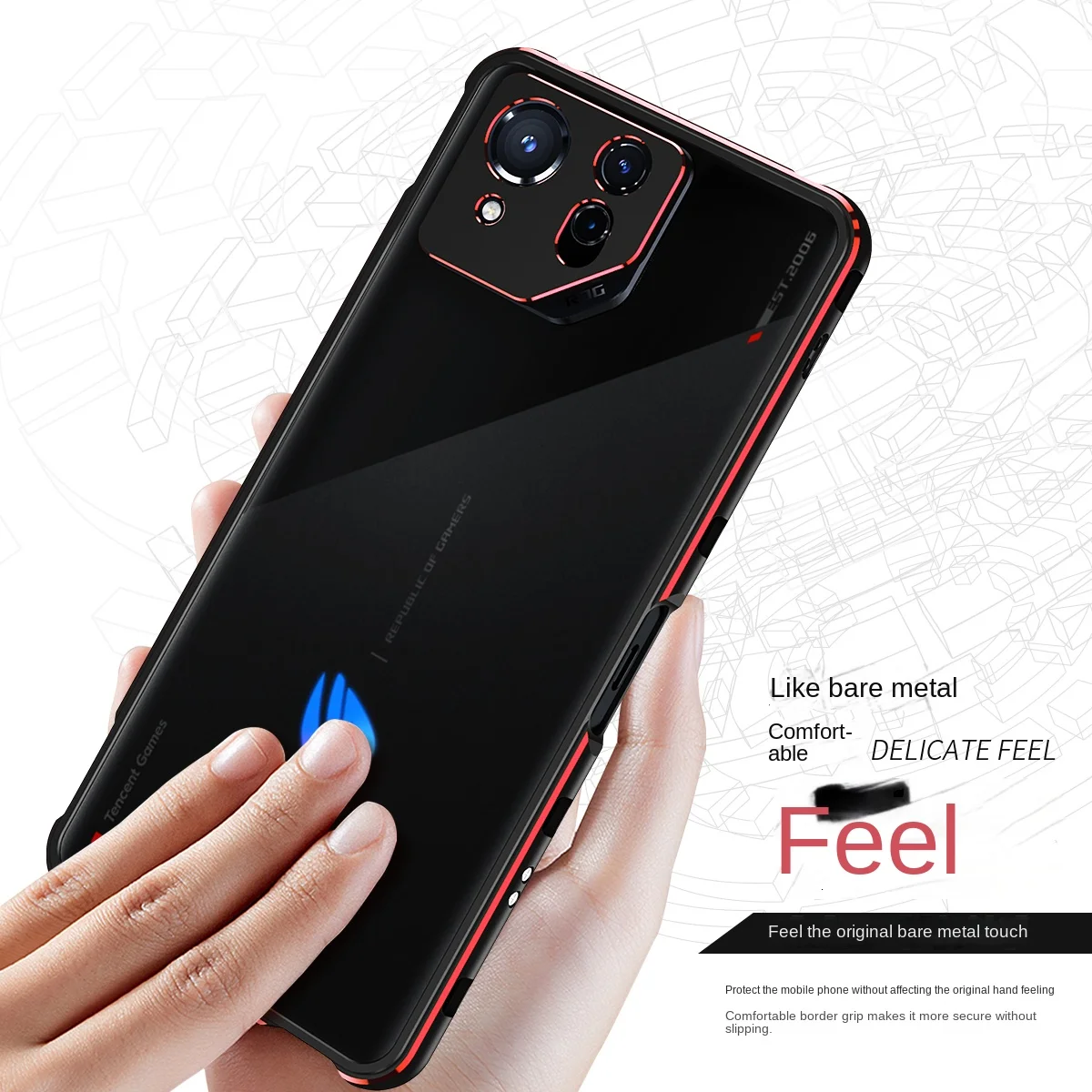 For Asus ROG Phone 8 Pro AI2401 Bumper Ultra Thin Metal Frame Hard Cover for Asus ROG Phone 8 Pro 5G with Camera Lens Protector