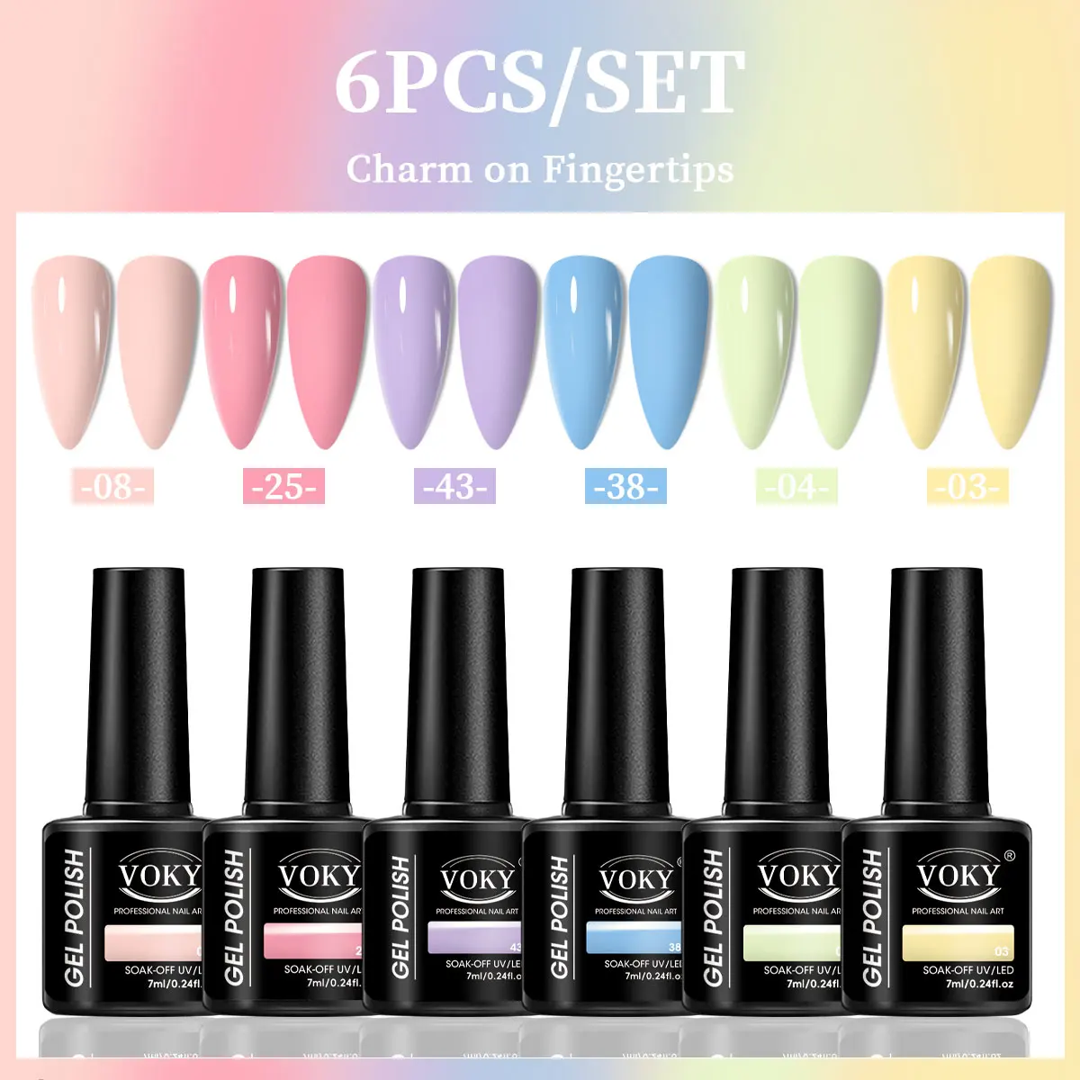 VOKY 6-delige set nagelgel, seizoensgebonden modieuze nagelgel, het perfecte cadeau voor dames om tijdens festivals te geven