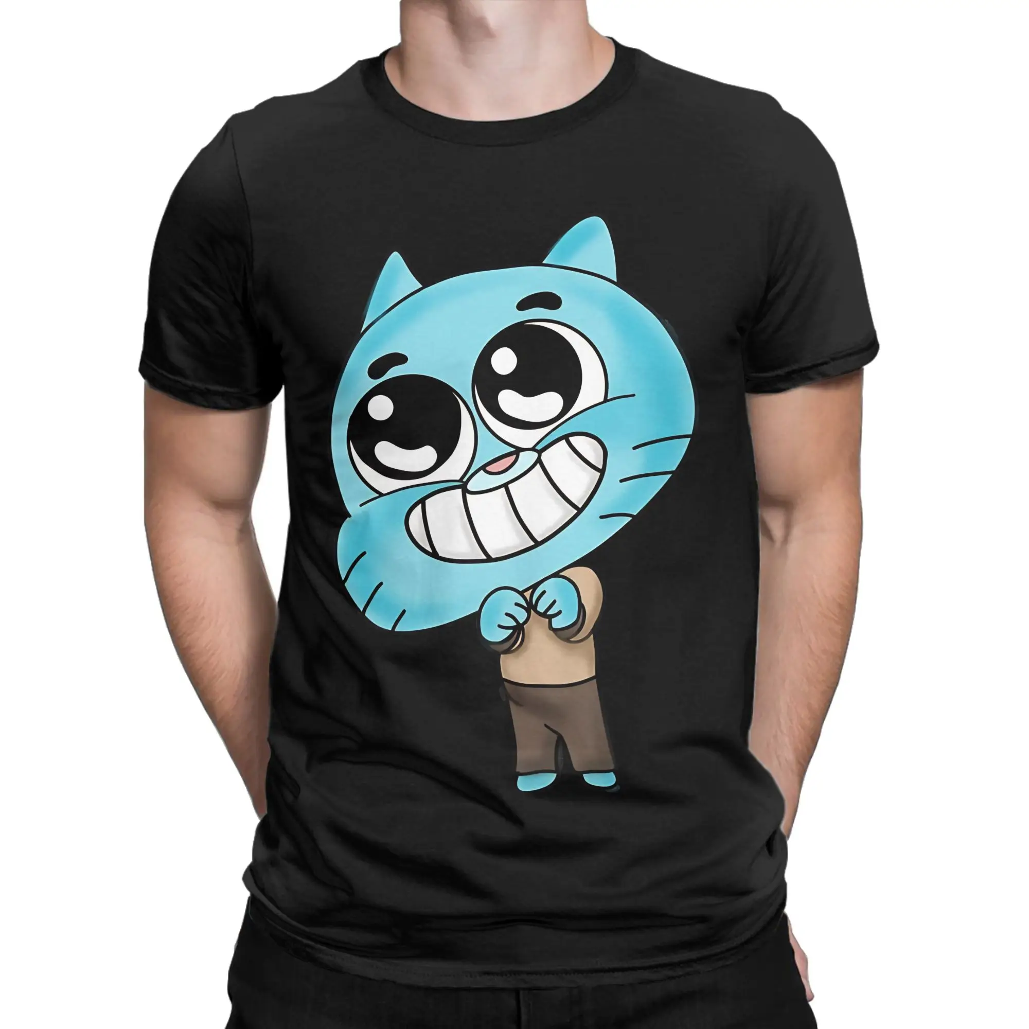 Smiling Gumball Chibi Oversized Graphic Funny 100% Cotton T-Shirt tThe Amazing World of Gumball Tops Tees For Men