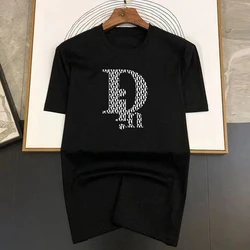 Din Letter Print Men T Shirts Korean Fashion Summer TShirt Casual Clothing Harajuku Short Sleeve Tops Tees Men's