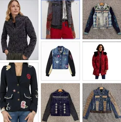 Foreign trade original single Spanish new color patchwork embroidered denim coat