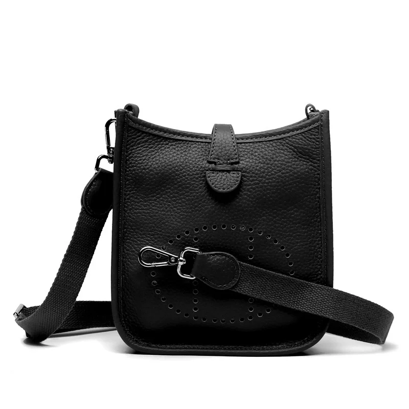 Simple Genuine Leather Ladies Bucket Bag Single Factory Fashion cowhide Messenger Women's bag