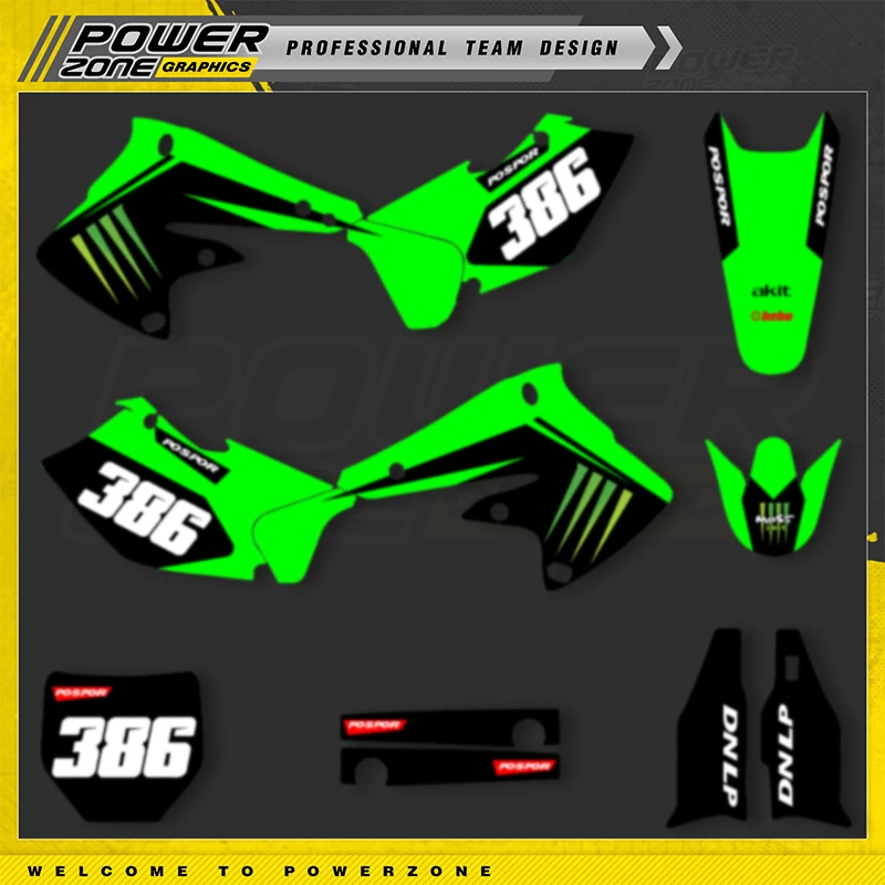 PowerZone Custom Team Graphics Decals Stickers Kit For kawasaki KXF250 2004 2005 KX250F Protector Sticker Customize 02