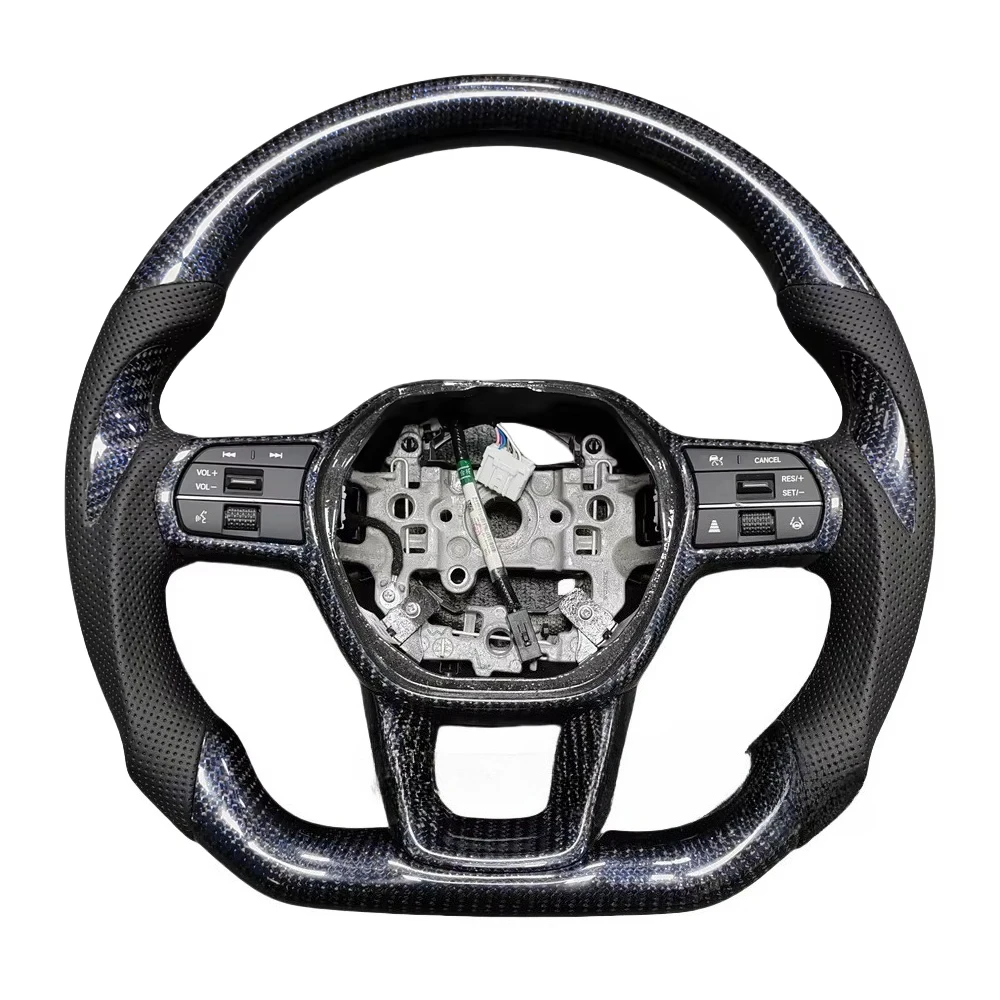 

Синий руль из настоящего углеродного волокна для Honda 11-го поколения Civic Accord 2021 2022 2023, спортивный руль