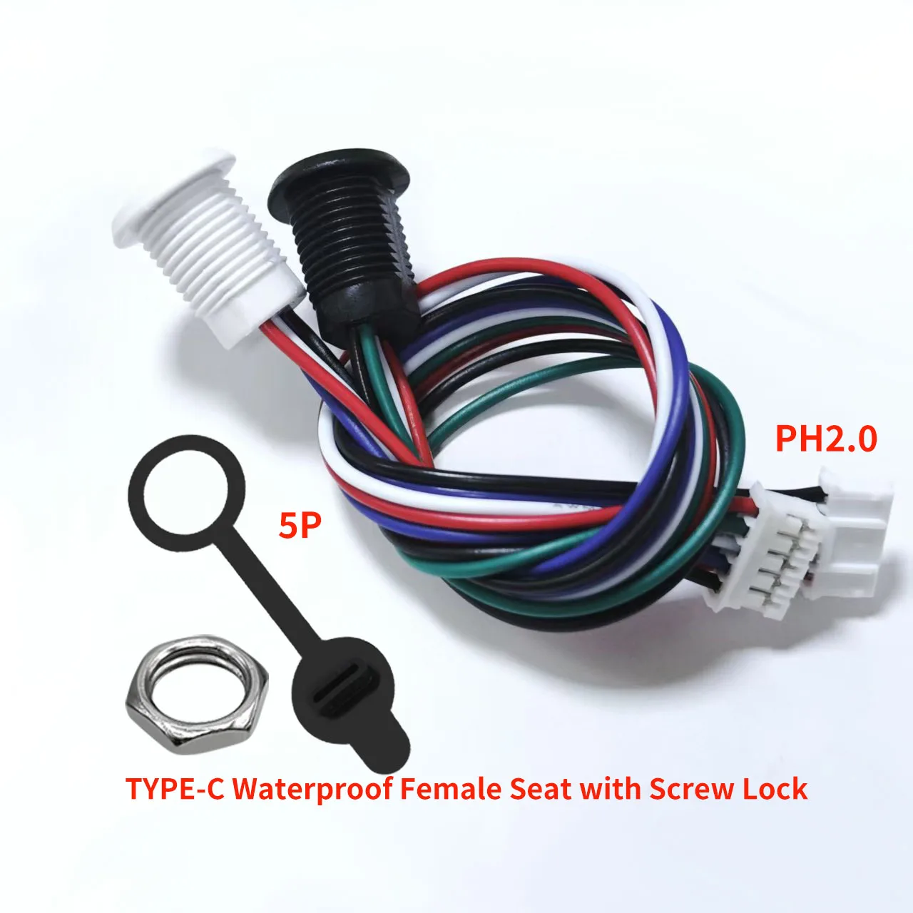 1/5/10 pieces 5P/6P with 5.1 resistor waterproof TYPEC 16 core connector nut buckle/welding TPC panel fast charging interface