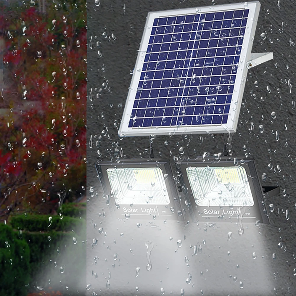 Lámpara Solar de dos cabezales, luz LED impermeable con Control remoto, foco de pared para jardín al aire libre, decoración del hogar, 196/270LED
