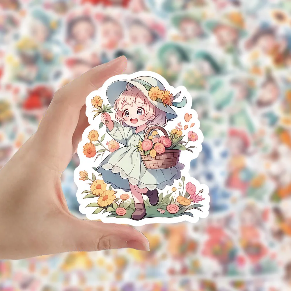 10/60PCS Girl Graffiti Stickers Cartoon Flower Butterfly Exquisite Sticker for Computer Notebook Stationery DIY Toys Secret ﻿
