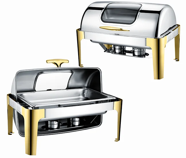 for DT-C2105 Part Gold  Roll Top Golden Chafing Dish with Glass Windowfor Keeping Your Food Warm