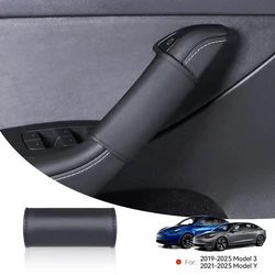YZ Door Inner Handle Protector Cover Leather For Tesla Model 3 Y Highland Juniper Car Interior Accessories Auto Parts 2021-2025