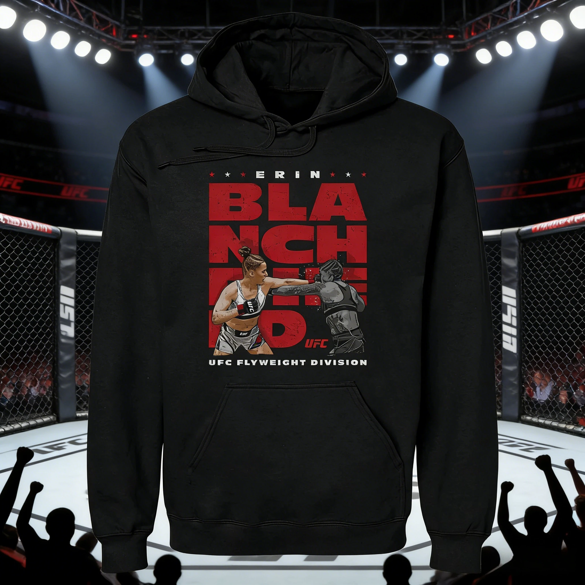 

Осень/зима 2026, UFC Erin Blanchfield, боевая толстовка с рисунком, женская модная свободная повседневная хлопковая теплая толстовка, пальто унисекс