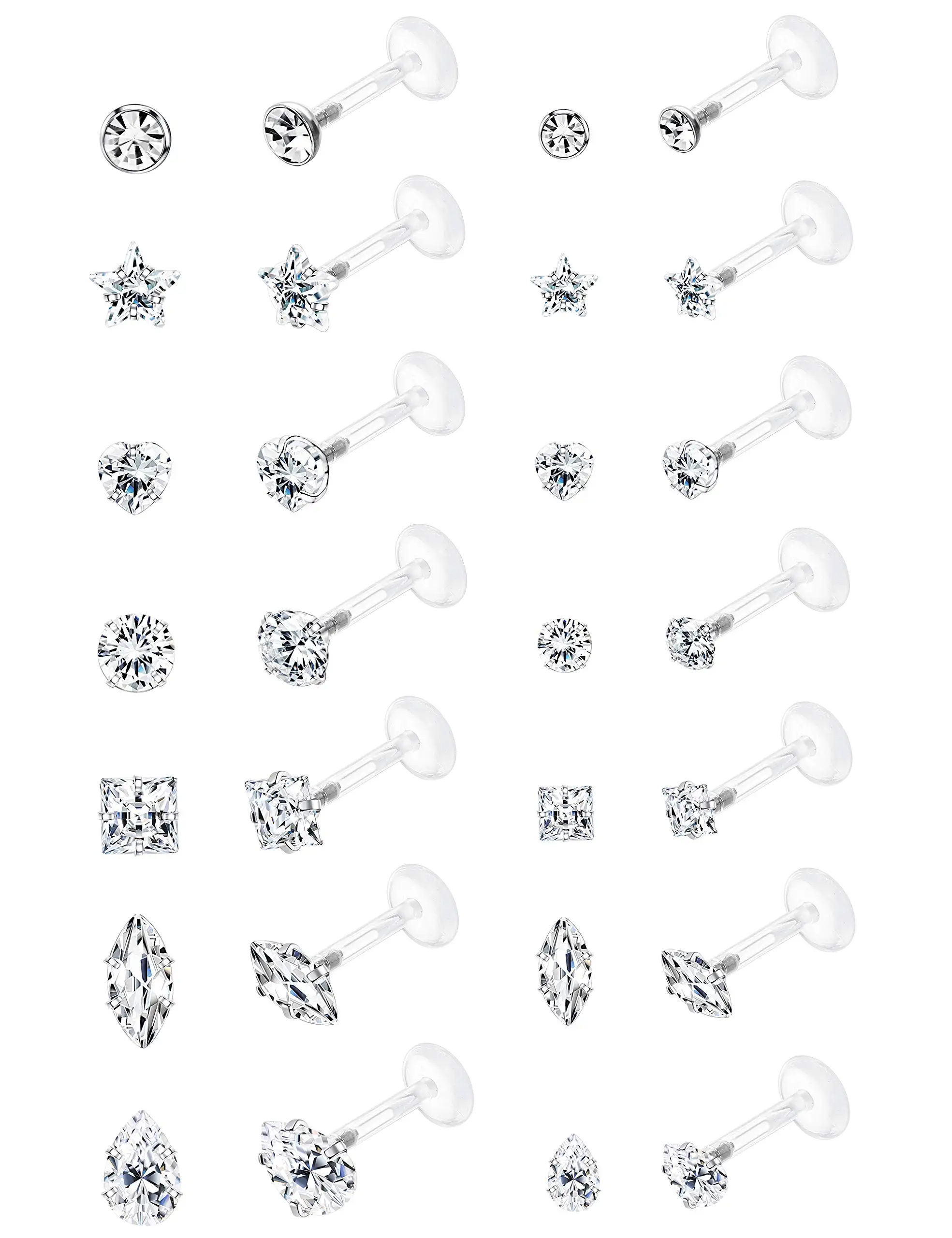 Drperfect 16G Forward Helix Cartilage Tragus Earring Stud Internal Threaded Labret Lip Monroe Ring Barbell Body Piercing Jewelry