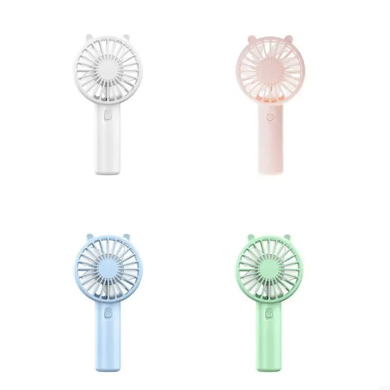 J6PE مروحة صغيرة باليد مع 3 سرعات وبطارية مروحة USB القابلة لإعادة الشحن تعمل 300 مللي أمبير في الساعة