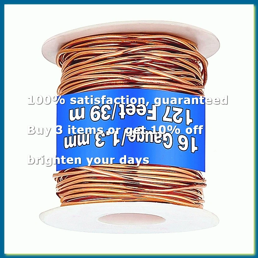 99.9% Dead Soft Copper Wire, 16 Gauge/ 1.3mm Diameter, 127 Feet/ 39 M, 1 Pound Spool